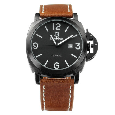 

BESTDON BD5512G Mens Simple Fashion Leather Strap Waterproof Quartz Watch w Calendar Black
