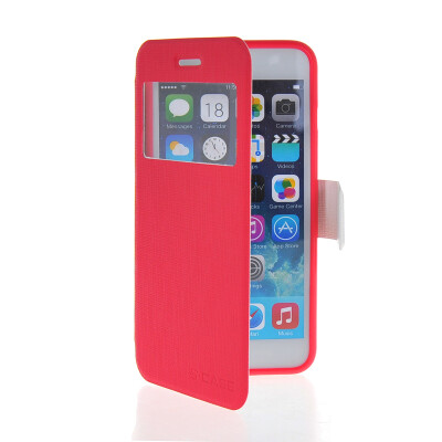 

MOONCASE View Window Leather Side Flip Stand Pouch Soft Back Shell Case Cover For Apple iPhone 6 ( 4.7 inch ) Hot pink