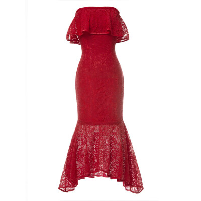 

CAZDZY Off-The-Shoulder Lace Mermaid Evening Dress