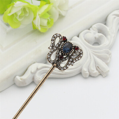 

Vintage Turkish Women Flower Hair Clasp Arabia Resin Hairpin Jewelry Antique Gold Color India Bride Comb Tight Updo Hair Sticks