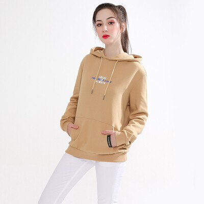 

Intercrew sweater female 2018 autumn new couple sweater Korean casual fashion couple sweater hooded three-dimensional foam letter printing ITS1TH31M beige 95L
