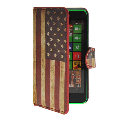 

MOONCASE U.S American Flag Leather Side Flip Wallet Card Slot Stand Pouch чехол для Nokia Lumia 630