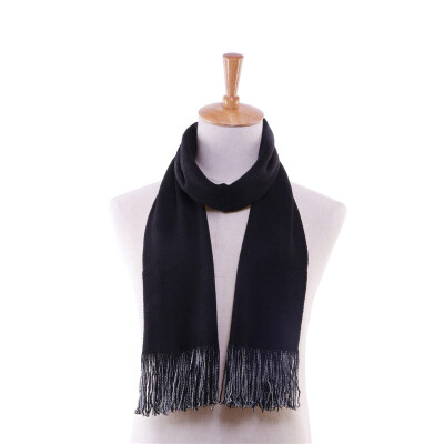 

Black Grey Two-Sided Soft Knit Scarf