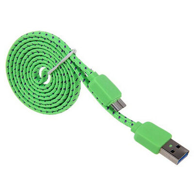 

Braided Flat Cable Micro USB 30 Data Sync Charging Cord For Samsung Galaxy Note 3 N9000 S5