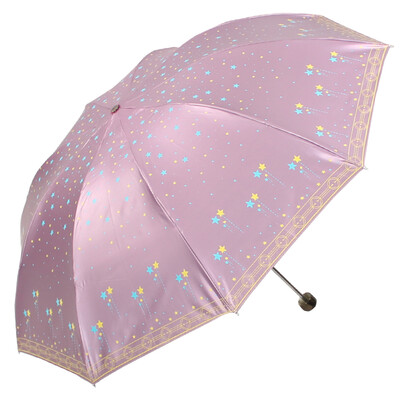 

Jingdong supermarket] heaven umbrella to strengthen the strengthening of five-star sparkling black polyester color silk screen five-pointed three-fold sunny umbrella umbrella light purple 33252E