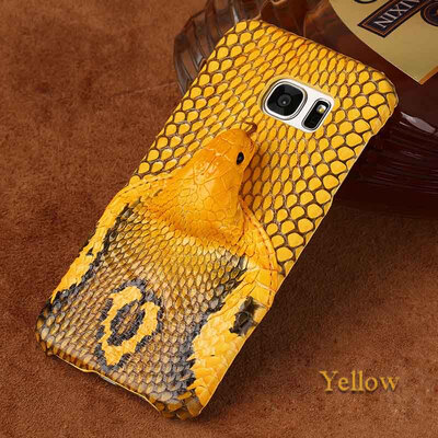 

Genuine Leather Phone Case For Samsung S7 Edge Case Snake Head Rear cover For S8 Note 8 Back Cover