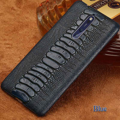 

Genuine Leather Phone Case For Nokia 6 8 Case Ostrich Foot Texture Back Cover