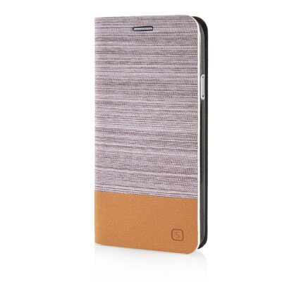 

MOONCASE Canvas Design Leather Side Flip Wallet Pouch Stand Shell Back ЧЕХОЛ ДЛЯ Samsung Galaxy E5 Light Brown