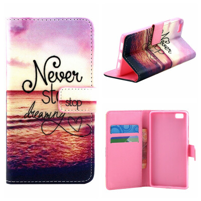 

MOONCASE Cute Pattern Leather Wallet Flip Card Holder With Kickstand Pouch For Huawei Ascend P8 lite