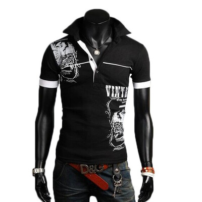 

Zogaa New Mens Polo Shirt Totems Printing Lapel Slim Casual
