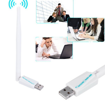 

150Mbps USB Wireless Dongle WiFi Network LAN Card 802.11n/g/b & Antenna White