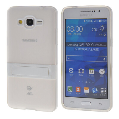 

MOONCASE Jelly Color Silicone Gel TPU Skin Slim With Stand Back Case Cover for Samsung Galaxy Grand Prime G5308 Clear