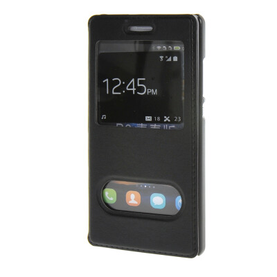 

MOONCASE Huawei Ascend P8 Lite чехол Double Window View Leather Flip Bracket Back чехол Cover Black 01