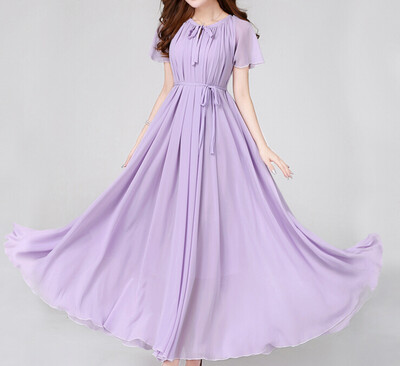 

Lovaru ™ 2015 autumn new women's long section short-sleeved chiffon dress bohemian beach resort dress temperament