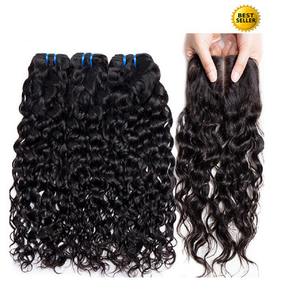 

Protea Brazilian Water Wave Human Hair With 44 Inch Lace Closure Bleached Knots Non Remy Hair Weave