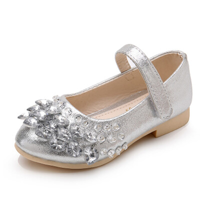 

2018 New Autumn Children Shoes Girls Shoes Fashion Rhinestone Princess Flat PU Leather Kids Shoes for Girl Party Dance Shoes