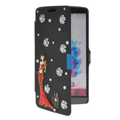 

MOONCASE Bling Rhinestone Crystal Ultre Slim Leather Side Flip Wallet Shell Back Case Cover for LG G3 Black