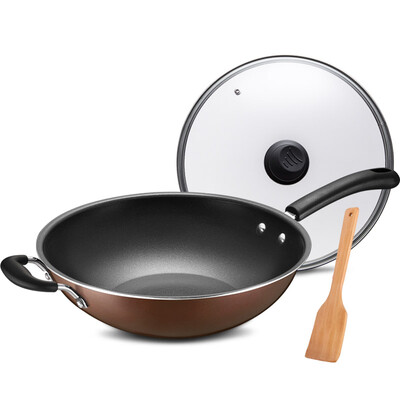 

Ai Shi Da 34CM wok non-stick pan NWG8334E Induction Cooker wok pan cooking pot non-stick pot less oil to send shovel