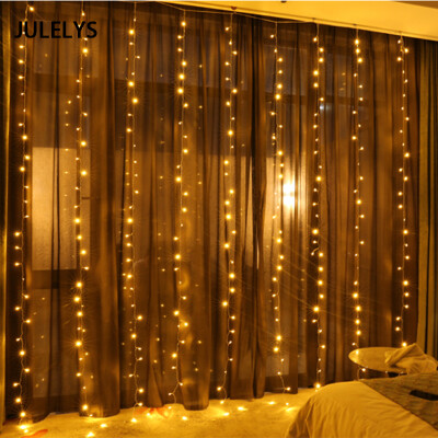 

JULELYS 4 x 2M 256 LED Curtain Icicle String Lights Christmas Fairy Lights Outdoor Holiday Party Garland For Wedding Decorations