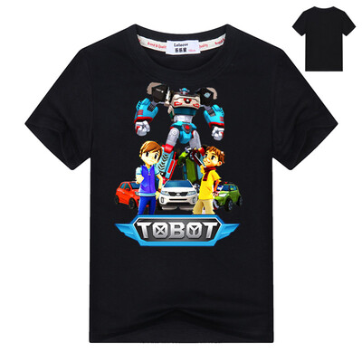 

2018 Robot Tobot Футболка для мальчиков Детская летняя одежда Новые мультяшные печатные топы Тройники Синяя футболка для детей Кос
