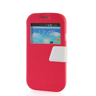 

MOONCASE View Window Leather Side Flip Ultra Slim Shell Back Case Cover for Samsung Galaxy Grand Duos i9080 i9082 Hot pink