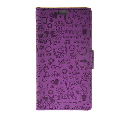 

MOONCASE Cute Little Witch Leather Side Flip Wallet Card Holder Stand Pouch ЧЕХОЛ ДЛЯ Huawei Ascend P8 Purple