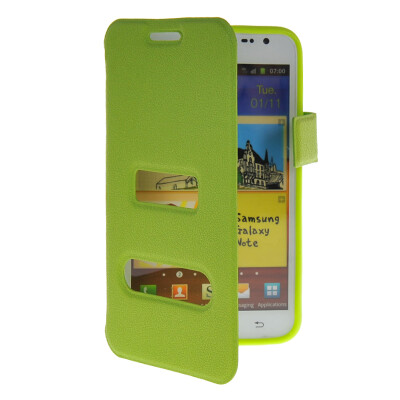 

MOONCASE View Window Leather Side Flip Pouch Hard board Shell Back Case Cover for Samsung Galaxy Note I9220 Green