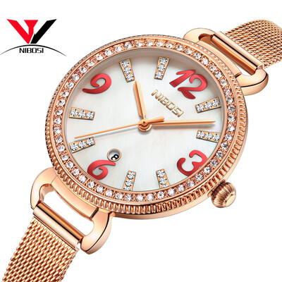 

Женские часы Мода Lady Watch Роскошный бренд кварцевые наручные часы Золотой водонепроницаемый хрусталь платье сетки ремешок Relog