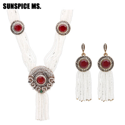 

Vintage Turkish African Beads Jewelry Set Nigerian Wedding & Engagement Necklace Earring For Women Handmade Indian Jewelry Gift