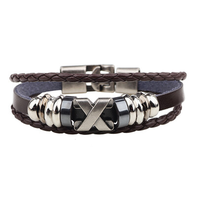 

X Letter Retro Браслет из нержавеющей стали Аксессуары Браслет Cowhide Bracelet