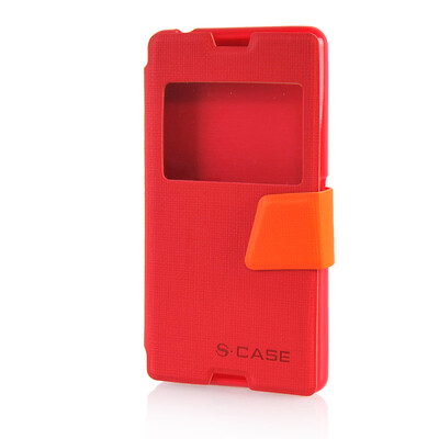 

MOONCASE View Window Leather Side Flip Pouch Ultra Slim Shell Back ЧЕХОЛ ДЛЯ Sony Xperia E3 Red