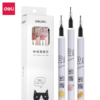 

Deli cat series 24 038mm gel pen refill full needle pen pen pen refill black A773