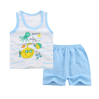 

Summer Baby Clothing Set Cartoon Boys Girls Children Clothes Set Sport Infant Kid Suits Tracksuits Cotton Vest Pants
