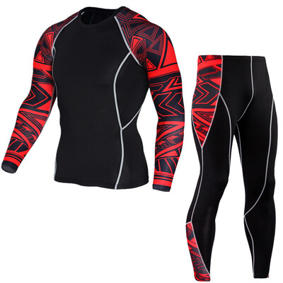 

Sports Tights Suit male Long sleeves motion Man Bodybuilding T-shirt&Long pants Fast drying Super elasticity PRO suit