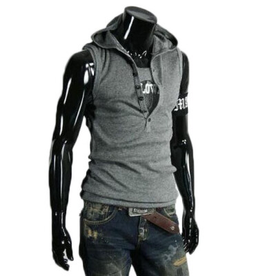 

Zogaa New Mens Vest Buttons Hooded