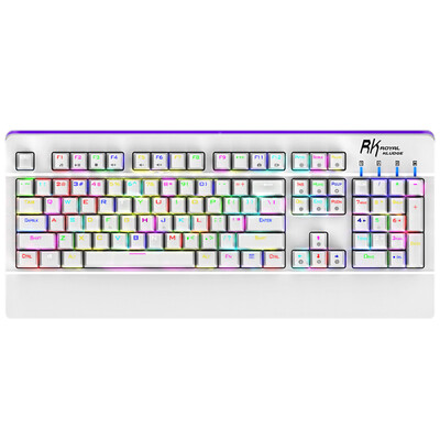 

RK ROYAL KLUDGE Pro104RGB Edition Full Color Backlit Game Mechanical Keyboard White Green Axis RGB Edition