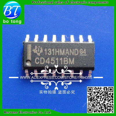 

100PCS free shipping Chip CD4511BM CD4511 BCD to 7 segment latch / decoder / driver SOP-16