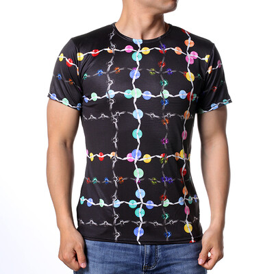 

Mens MultiColor Geometric Patterns 3D Printed Short Sleeve Round Neck Casual Pullover T-Shirts