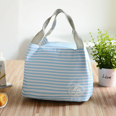 

Shouyou new cold insulation bag thickening peach skin lunch bag ice bag student portable waterproof lunch box bag JD-SN-07 blue stripes