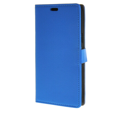 

MOONCASE Litch Skin Leather Card Slot Wallet Bracket Back Case Cover for Samsung Galaxy J7 Blue