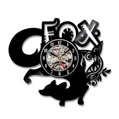 

Quartz Vinyl Record Wall Clock Fox Animals Design Vintage Creative Art Bedroom Decorating Ideas