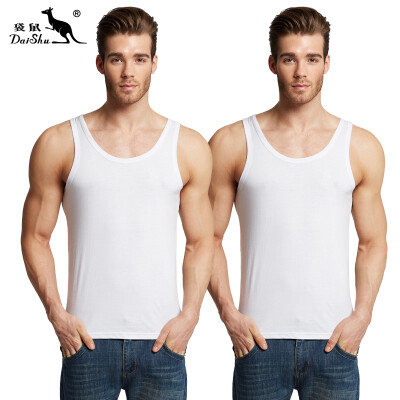 

Kangs DaiShu 2 pieces mens vest mens cotton casual sports tide mens vest bottoming shirt white white