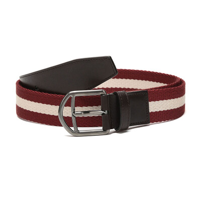 

BALLY Bally Mens Red Beige Fabric with Leather Belt Belt NOVO 35  TSP 236 95cm