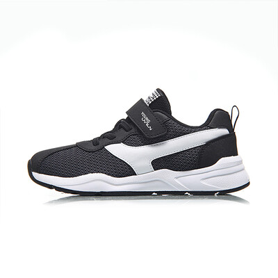 

Li Ning childrens shoes men&women big boy breathable non-slip soft midsole Velcro running shoes YKFN042-3 standard black deep iron gray 34