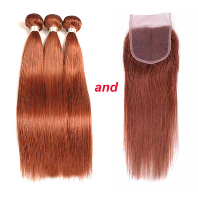 

Brazilian Straight 33 Color Auburn Human Hair Bundles With Closure Brazilian Human Hair With Closure Cheap Virgin Hair Weaves