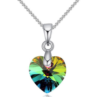 

Heart Pendants Necklaces Crystal from Austrian White Gold Plated Chain Necklace for Women New Female Ladies Gift 25774