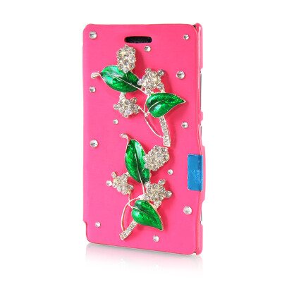 

MOONCASE Luxury Flower Crystal Leather Side Flip Wallet Pouch Case Cover for Nokia Lumia 925