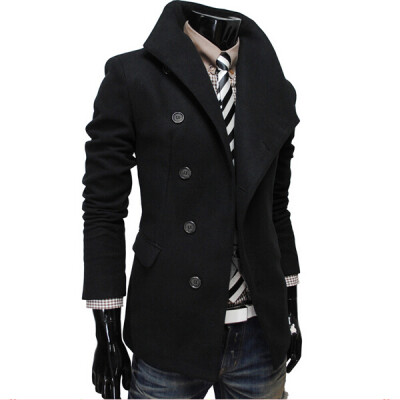 

Zogaa New Mens Woolen Coat Single-breasted Lapel