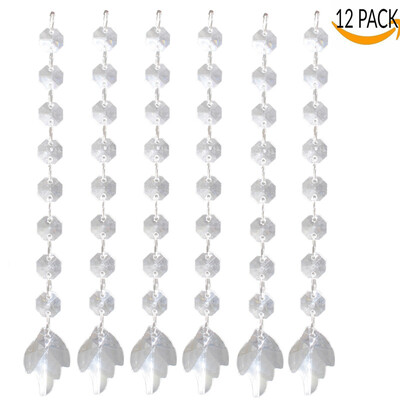 

12 PCS Acrylic Crystal Chandelier – Beads Garland Hanging Beaded Curtains – Wedding Christmas Table Party Décor –14 mm Octagona