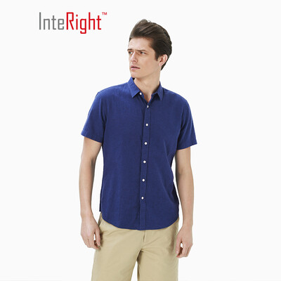 

INTERIGHT 45 rain dew cotton net color mens short-sleeved shirt light blue 42 yards